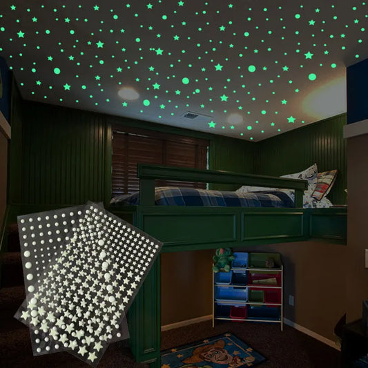 202 Pcs/Set 3D Bubble Luminous Stars Dots Wall Stickers Kids Room Bedroom Home Decoration Decals Glow In The Dark DIY Wallpaper