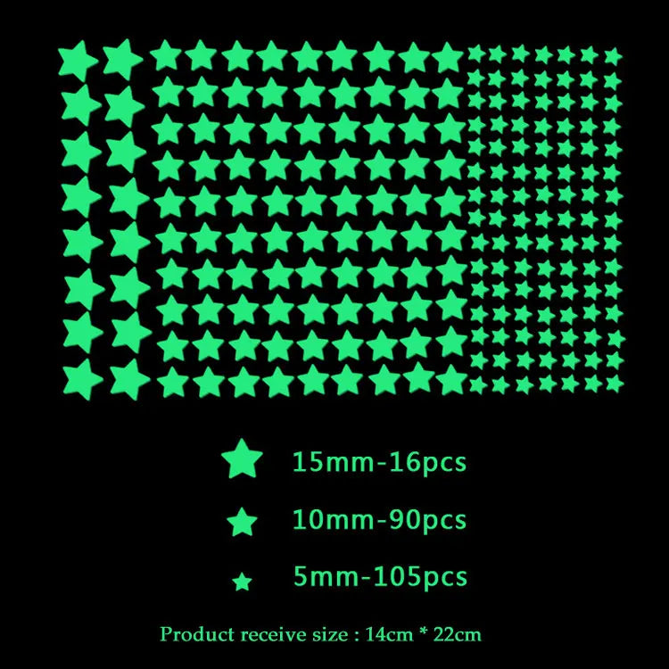 202 Pcs/Set 3D Bubble Luminous Stars Dots Wall Stickers Kids Room Bedroom Home Decoration Decals Glow In The Dark DIY Wallpaper