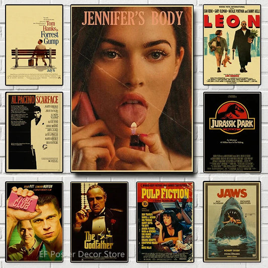 Classic Film Poster Prints Vintage Home Room Art Wall Decor Jennifer's Body/Jaws/Leon Movie Theater Painting Nostalgic Printings