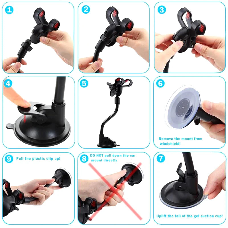 360 Rotate Sucker Car Phone Holder Flexible Mount Stand Mobile Cell Support For iPhone Samsung Xiaomi Clip Phone Holder in Car