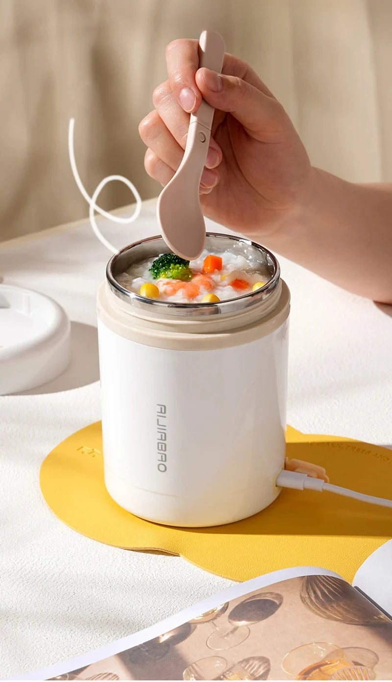 600ML USB Electric Heating Lunch Box Portable Picnic Milk Drink  Food Heater Stainless Steel Food Warmer Container 5V 12V 24V