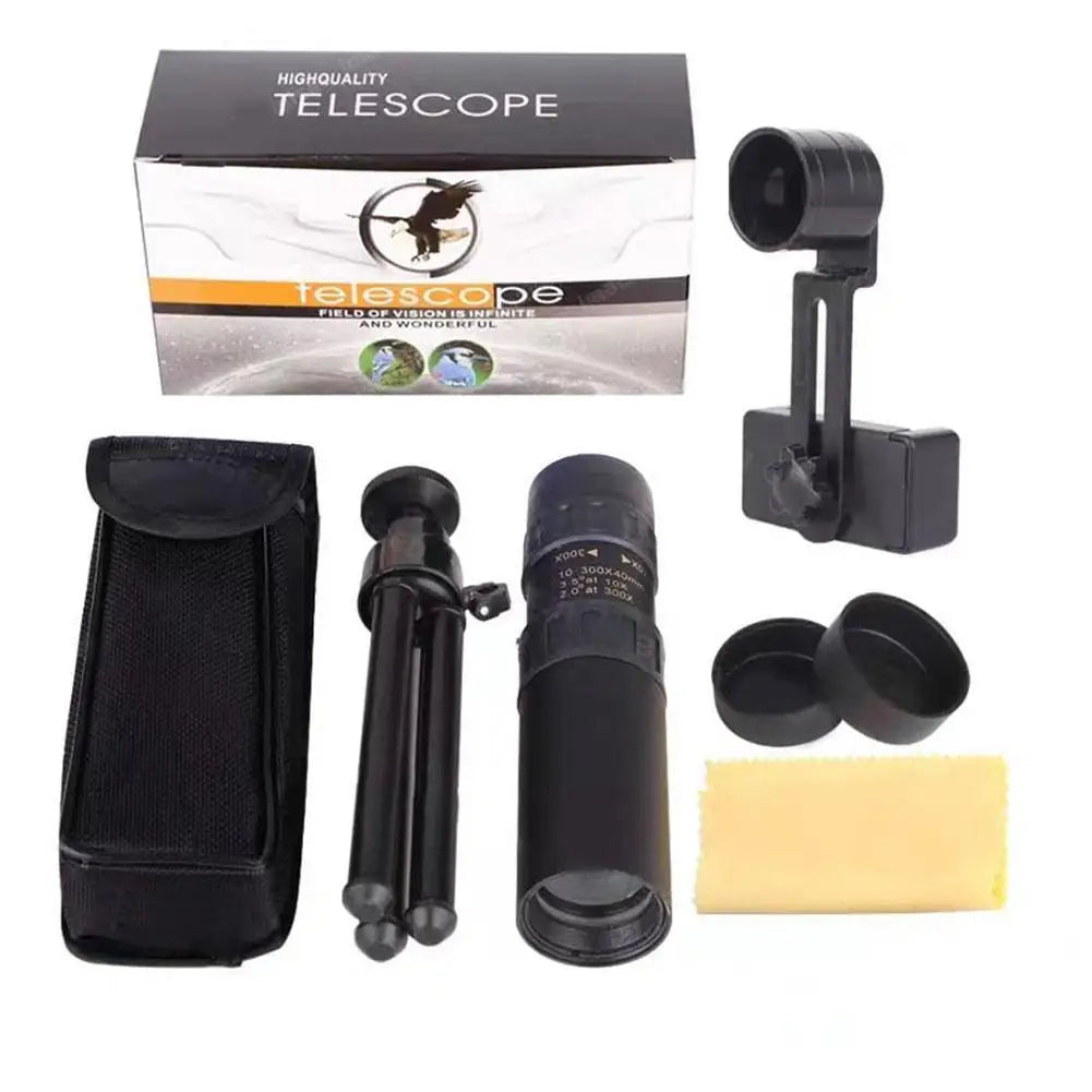 10-300x Zoom Portable Strong Binoculars Long Range Professional Spyglass Monocular Telescope Low Night For Huntin T0g1