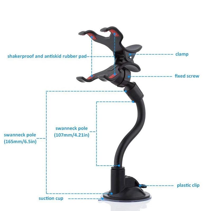 360 Rotate Sucker Car Phone Holder Flexible Mount Stand Mobile Cell Support For iPhone Samsung Xiaomi Clip Phone Holder in Car