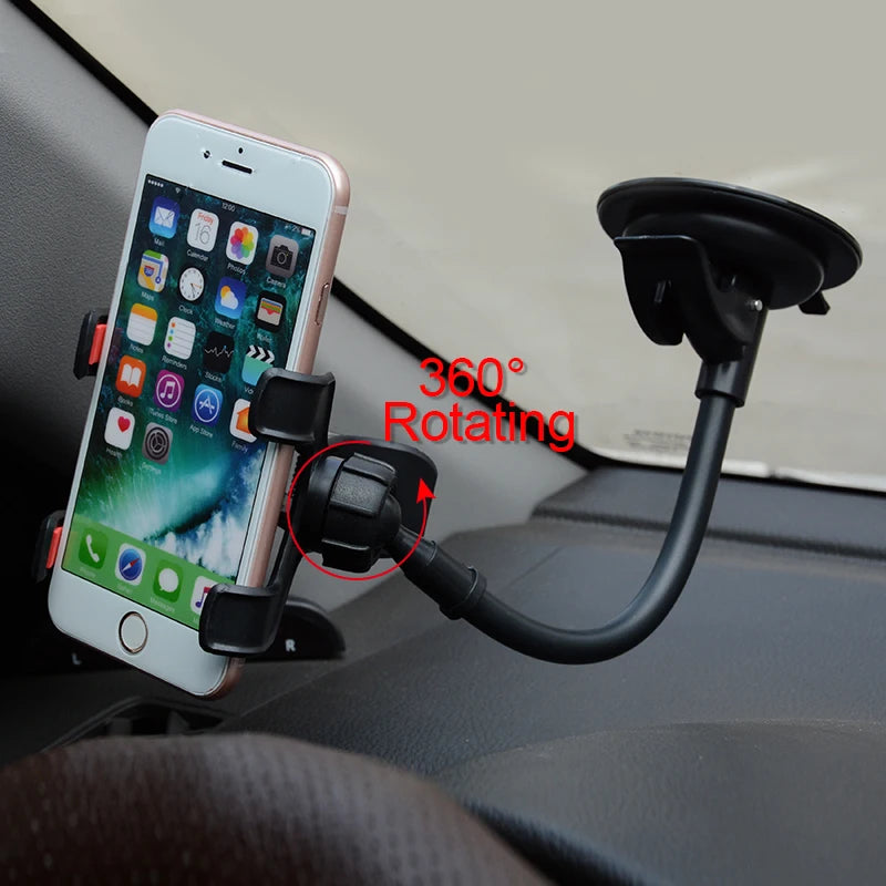 360 Rotate Sucker Car Phone Holder Flexible Mount Stand Mobile Cell Support For iPhone Samsung Xiaomi Clip Phone Holder in Car