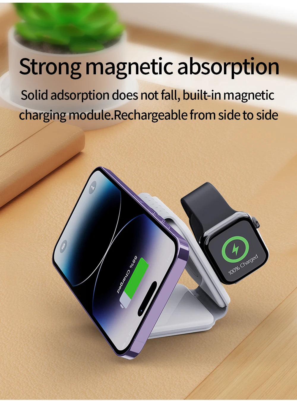 30W Magnetic Wireless Charger Pad Macsafe Foldable for iPhone 14 13 12 Pro Max Apple Watch 8 7 AirPods 3 in 1 Fast Charging Dock