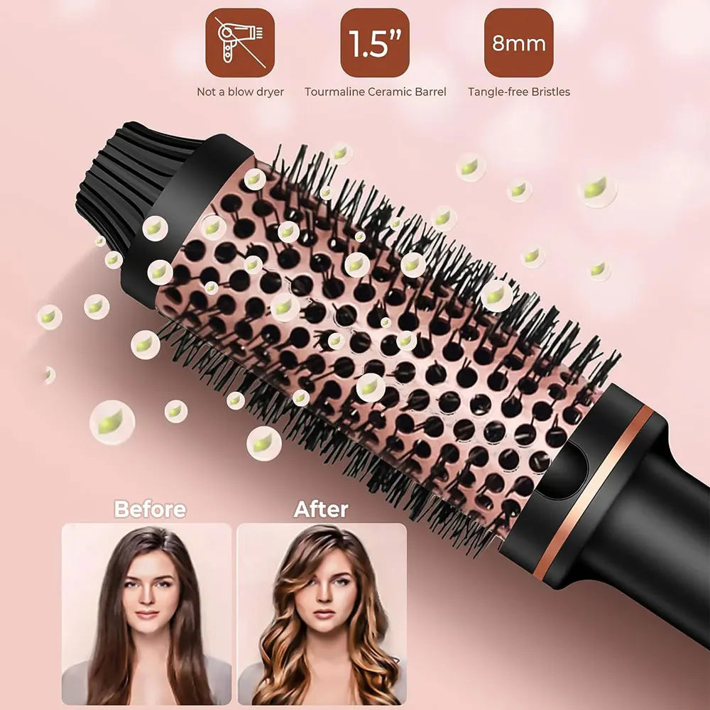 1.5 Inch Hair Curling Iron Brush Ceramic Thermal Brush Heated Round Brush Hair Electric Heating Brush Electric Hair Curler Comb