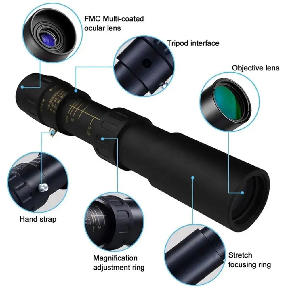 10-300x Zoom Portable Strong Binoculars Long Range Professional Spyglass Monocular Telescope Low Night For Huntin T0g1