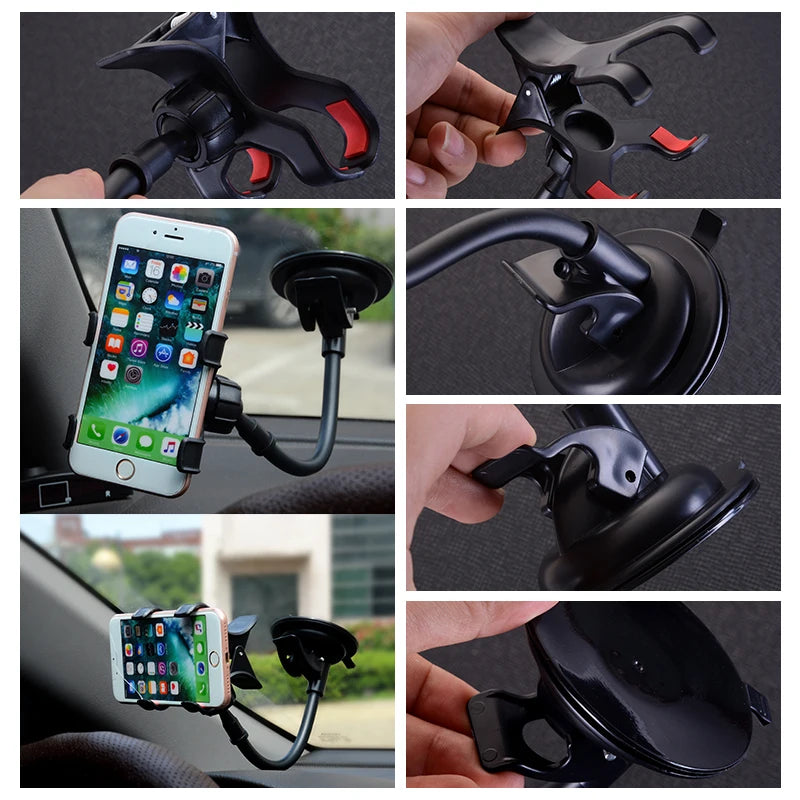 360 Rotate Sucker Car Phone Holder Flexible Mount Stand Mobile Cell Support For iPhone Samsung Xiaomi Clip Phone Holder in Car