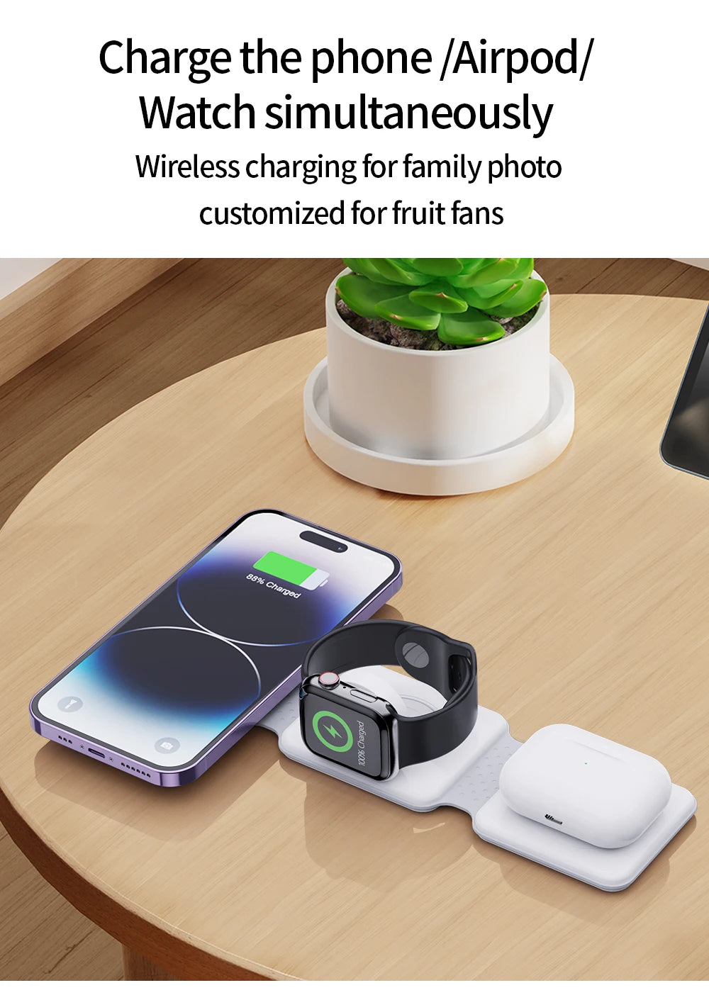 30W Magnetic Wireless Charger Pad Macsafe Foldable for iPhone 14 13 12 Pro Max Apple Watch 8 7 AirPods 3 in 1 Fast Charging Dock